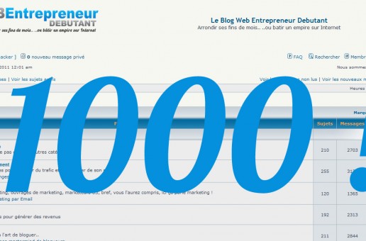 1000€ à gagner  – Aurélien Amacker fête ses 1000 inscrits au forum web entrepreneur débutant